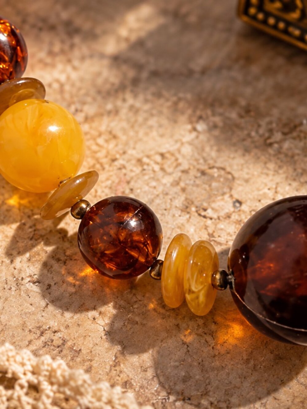 Vintage Amber & Butterscotch Lucite Beaded Statement Necklace